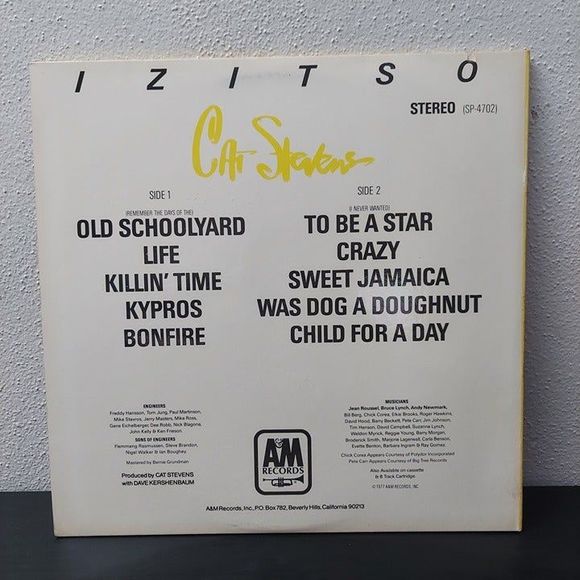 Cat Stevens Izitso Vinyl LP A&M Records SP-4702 Stereo Gatefold 1977 - Picture 5 of 11